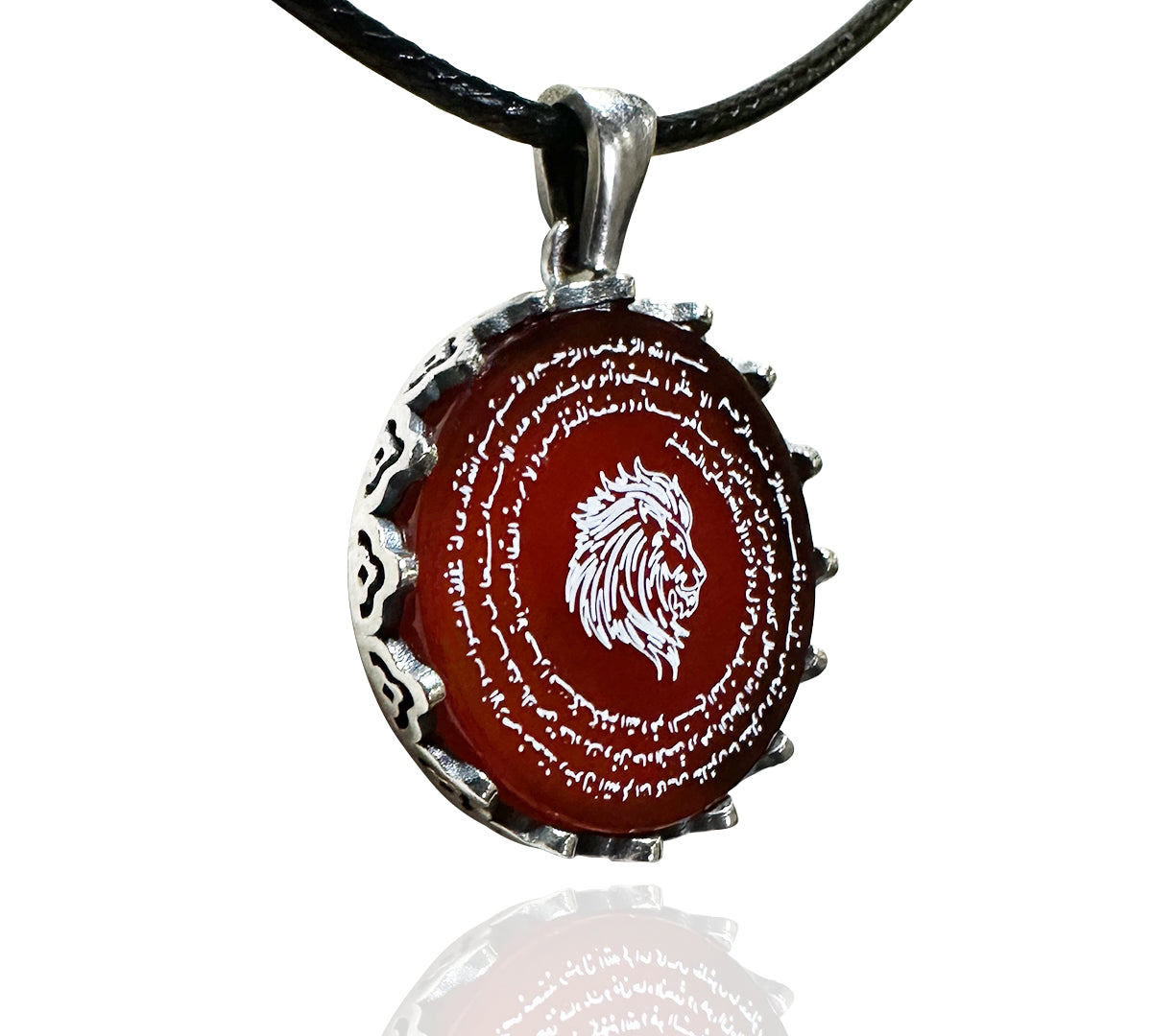Korunma Dualı Aslan Burcu Kolyesi (925 Ayar Gümüş – Akik Taşı)