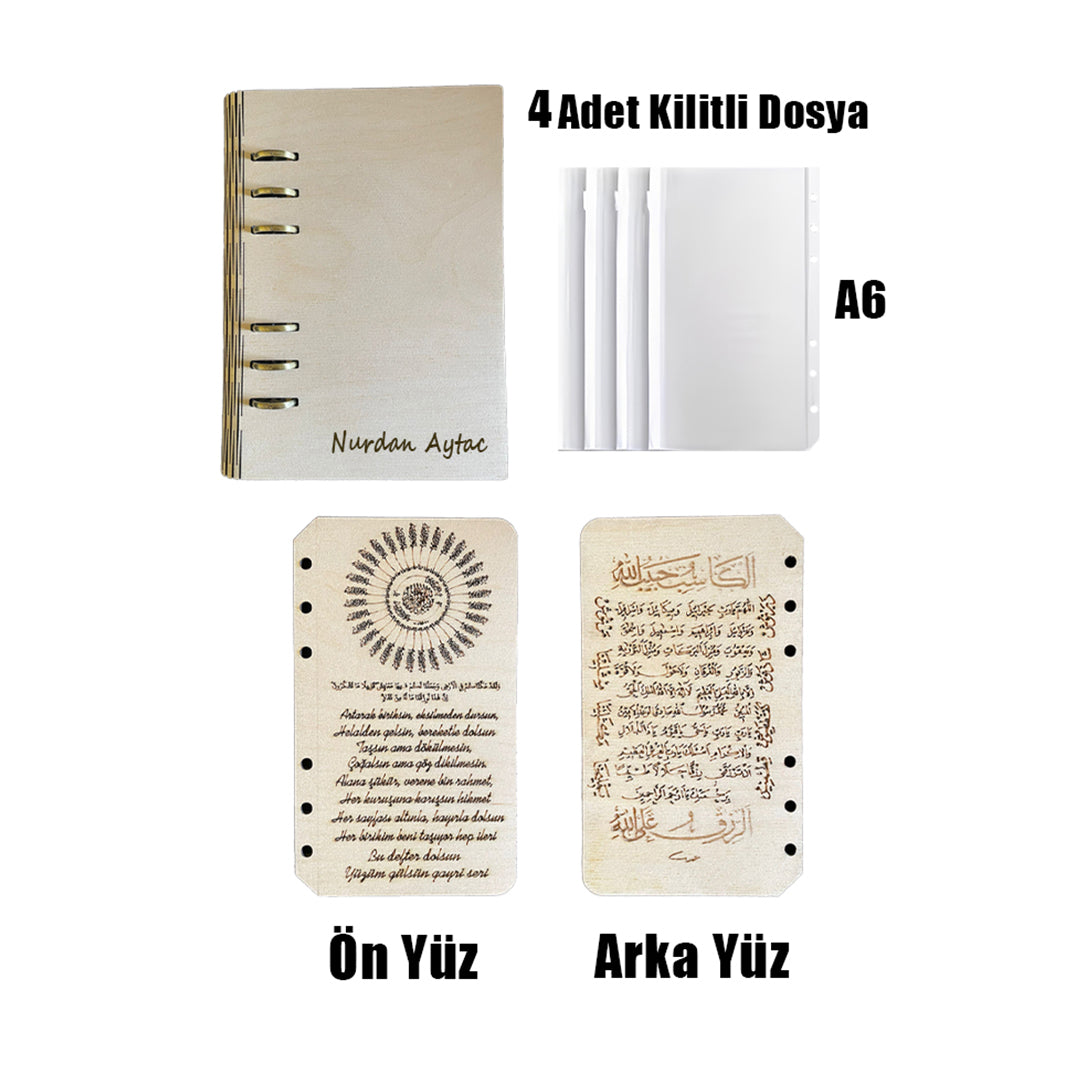 Kişiye Özel Bereket Ajandası – El Yapımı Ahşap Kapaklı Özel Defter